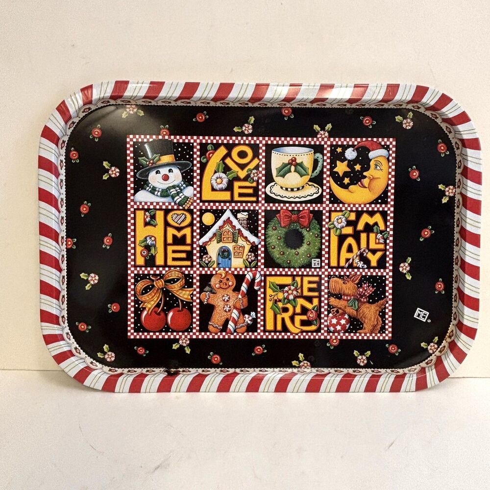 MARY ENGELBREIT Vintage 2000 Tin Tray Christmas Love Family And Friends